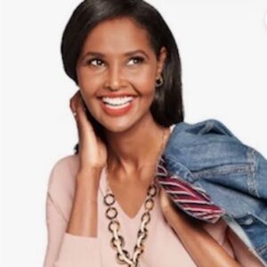 Talbots Pretty in pink v neck sweater PL